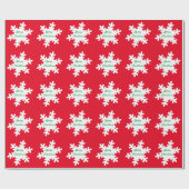 Snowflake Pattern Red Green White kerst Cadeaupapier (Vlak)