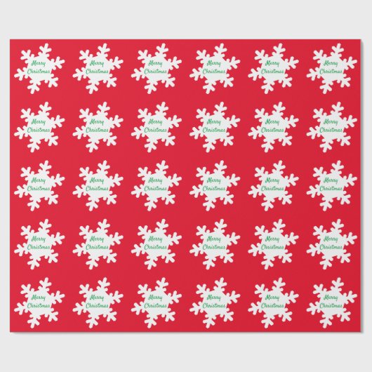 Snowflake Pattern Red Green White kerst Cadeaupapier (Vlak)