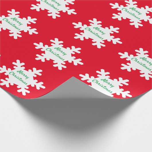 Snowflake Pattern Red Green White kerst Cadeaupapier (Hoek)