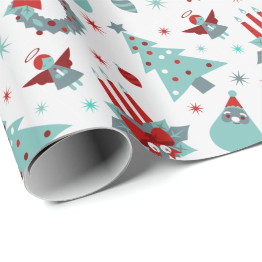 Snowflake Pattern Red Santa Kerstmis Cadeaupapier (Rol Hoek)
