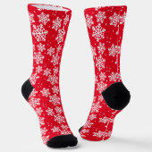 Snowflake Pattern Red & White Kerstmis Sokken (Gebogen)