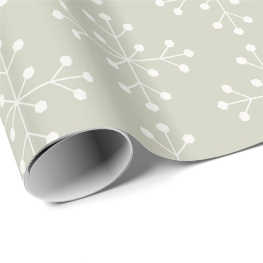 Snowflake Pattern - Sage Green Cadeaupapier (Rol Hoek)