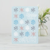 Snowflake Pattern Winter Blue Holiday Party nodigt Kaart (Staand voorkant)