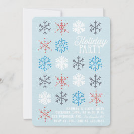 Snowflake Pattern Winter Blue Holiday Party nodigt Kaart