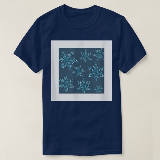 Snowflake Pattern Winter Holiday Blue Print Decor T-shirt (Design voorkant)
