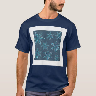 Snowflake Pattern Winter Holiday Blue Print Decor T-shirt