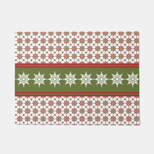 Snowflake Pattern Winter Theme Holiday Kerstmis Deurmat (Voorkant)