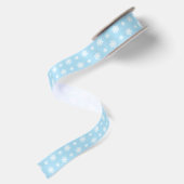 Snowflake Patterned Light Blue Ribbon Satijnen Lint (Achterkant)
