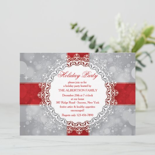 Snowflake Perfection Holiday Party Uitnodiging (Staand voorkant)