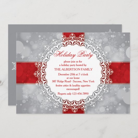 Snowflake Perfection Holiday Party Uitnodiging (Voorkant / Achterkant)