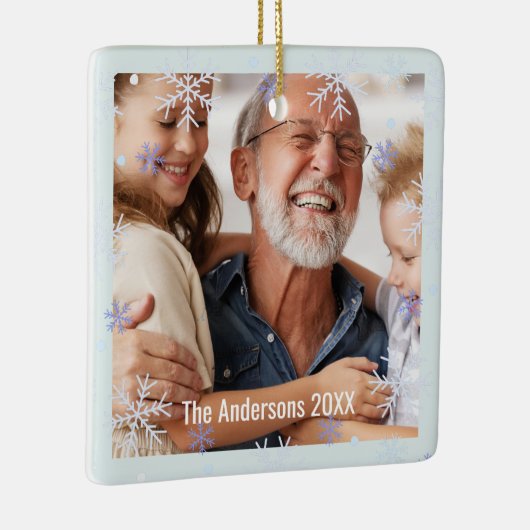 Snowflake Personalized Grandparents Family Photo Keramisch Ornament (Rechts)