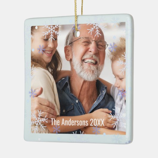Snowflake Personalized Grandparents Family Photo Keramisch Ornament (Links)