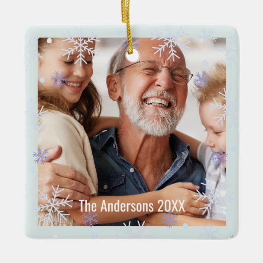 Snowflake Personalized Grandparents Family Photo Keramisch Ornament (Voorkant)