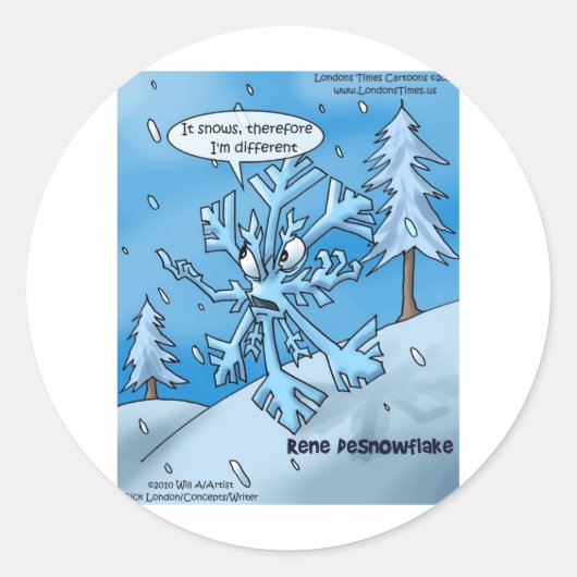 Snowflake Philosophers Funny Gifts T - shirts Kaar Ronde Sticker (Voorkant)