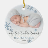 Snowflake Photo Boy Baby Mijn eerste kerst Keramisch Ornament (Voorkant)