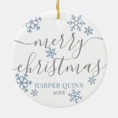 Snowflake Photo Boy Baby Mijn eerste kerst Keramisch Ornament (Achterkant)