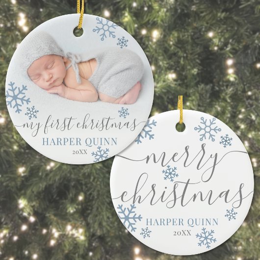 Snowflake Photo Boy Baby Mijn eerste kerst Keramisch Ornament