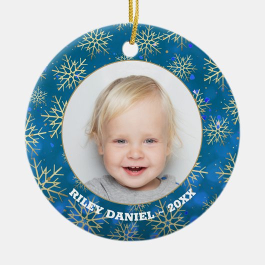 Snowflake Photo Ceramic Ornament (Voorkant)