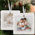 Snowflake Photo Lijst Baby Birth Stats Natural Keramisch Ornament<br><div class="desc">De geboorte van baby begint met het ornament van de foto's met fijne witte sneeuwvlokken op een zachte natuurlijke achtergrond. Het fotomalplaatje is klaar voor u om uw foto van de baby toe te voegen, die met uw pasgeboren geboortestaten wordt opgesteld. U kunt de zelfde foto of een verschillend afbeelding...</div>