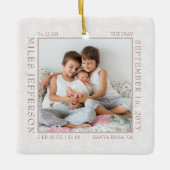 Snowflake Photo Lijst Baby Birth Stats Natural Keramisch Ornament (Voorkant)