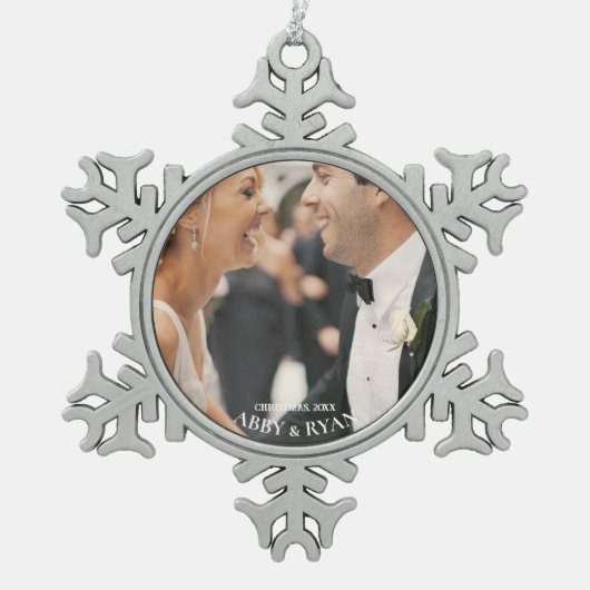 Snowflake Photo Lijst Kerstmis op maat Tin Sneeuwvlok Ornament (Voorkant)