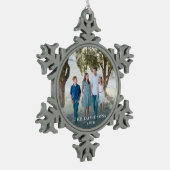 Snowflake Photo Ornament met familienaam (Links)