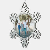 Snowflake Photo Ornament met familienaam (Rechts)