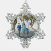 Snowflake Photo Ornament met familienaam (Voorkant)