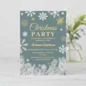 Snowflake Pine Elegant Corporate Christmas Party Kaart (Staand voorkant)
