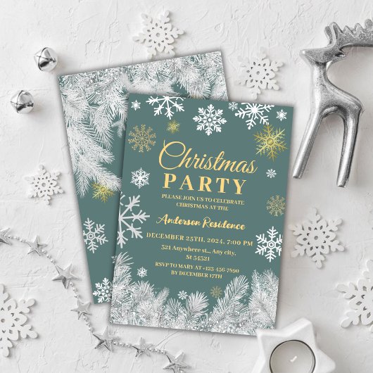 Snowflake Pine Elegant Corporate Christmas Party Kaart