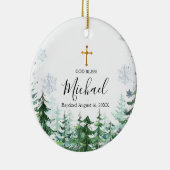 Snowflake Pine Tree Forest Baptisme God Bless Keramisch Ornament (Rechts)