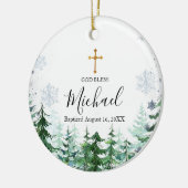 Snowflake Pine Tree Forest Baptisme God Bless Keramisch Ornament (Links)