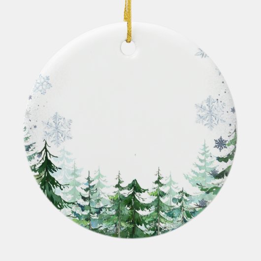 Snowflake Pine Tree Forest Baptisme God Bless Keramisch Ornament (Achterkant)