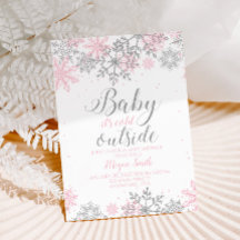 Snowflake Pink and Silver Glitter Baby Shower