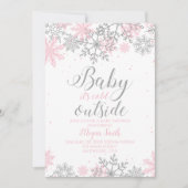 Snowflake Pink and Silver Glitter Baby Shower Kaart (Voorkant)