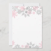 Snowflake Pink and Silver Glitter Baby Shower Kaart (Achterkant)