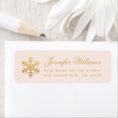 Snowflake Pink & Faux Gold Elegant Winter Holidays Etiket (Insitu)