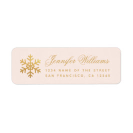 Snowflake Pink & Faux Gold Elegant Winter Holidays Etiket