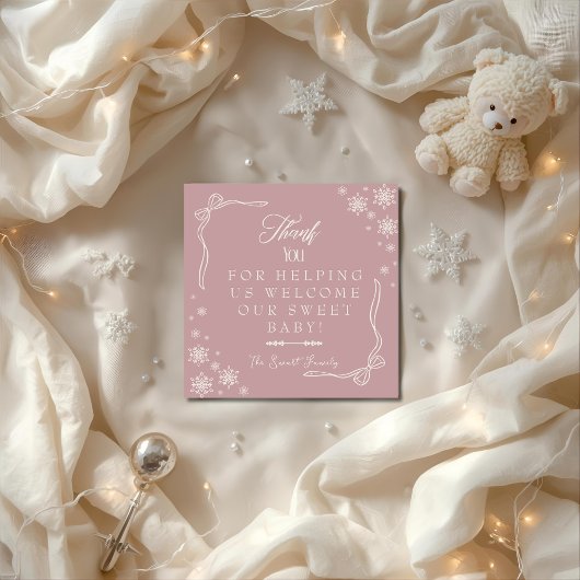 Snowflake Pink Labor & Delivery NICU Hospital Bedankkaart