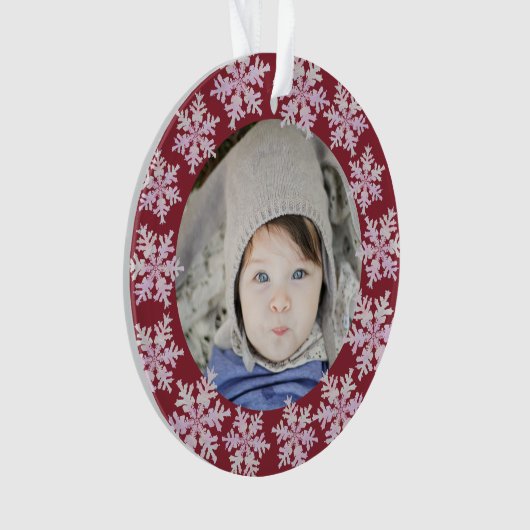 Snowflake Pink Opal 2 Sided Foto grootouders Ornament (voorkant)