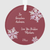 Snowflake Pink Opal 2 Sided Foto grootouders Ornament (achterkant)