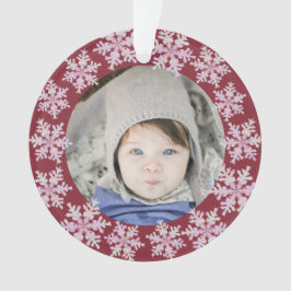 Snowflake Pink Opal 2 Sided Foto grootouders Ornament