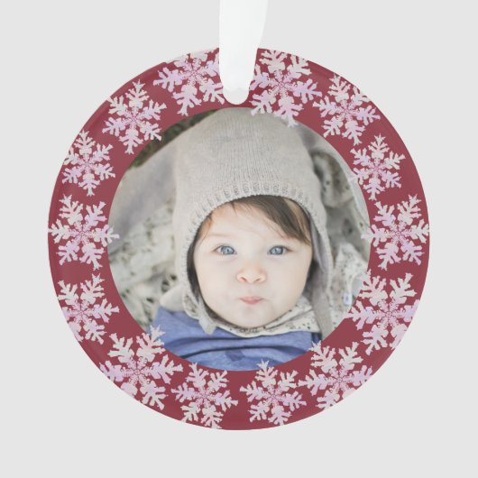 Snowflake Pink Opal 2 Sided Foto grootouders Ornament (voorkant)