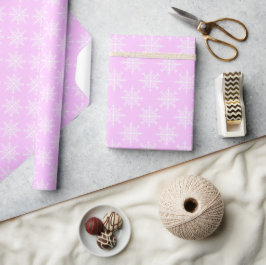 Snowflake Pink Pastel Pattern Kerstfeestdag Cadeaupapier