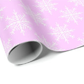 Snowflake Pink Pastel Pattern Kerstfeestdag Cadeaupapier (Rol Hoek)