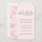 Snowflake Pink Winter Baby Shower Kaart (Voorkant)