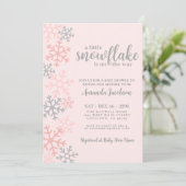 Snowflake Pink Winter Baby Shower Kaart (Staand voorkant)