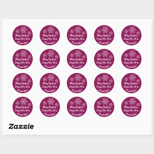 Snowflake PinkMarsala Ronde Sticker (Vel)