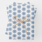 Snowflake Plaid Pattern Blue Holiday Inpakpapier Vel (In situ)