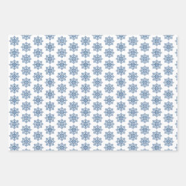 Snowflake Plaid Pattern Blue Holiday Inpakpapier Vel